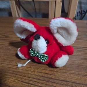 Russ Berrie Cholly Mouse Plush Red White Polka Dot Bow Tie Vintage Item 133